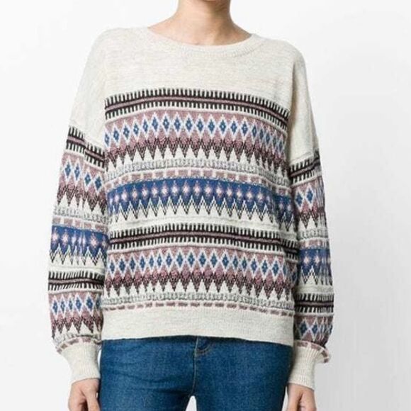 Isabel Marant Etoile Berwick Wool Sweater Metallic Thread Tan Pink Blue Size XS - Picture 1 of 12